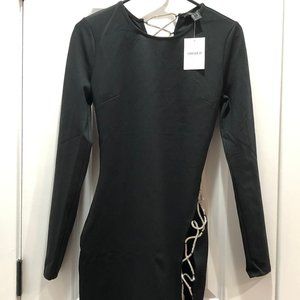 Asymmetrical Lace-Up Mini Dress